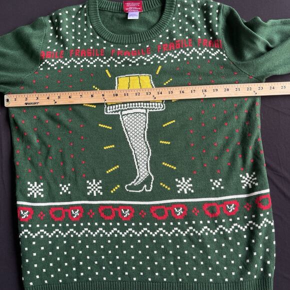 A Christmas Story Ugly Sweater Mens Large Green Fragile Lamp Xmas‎ Festive Party - Picture 7 of 10